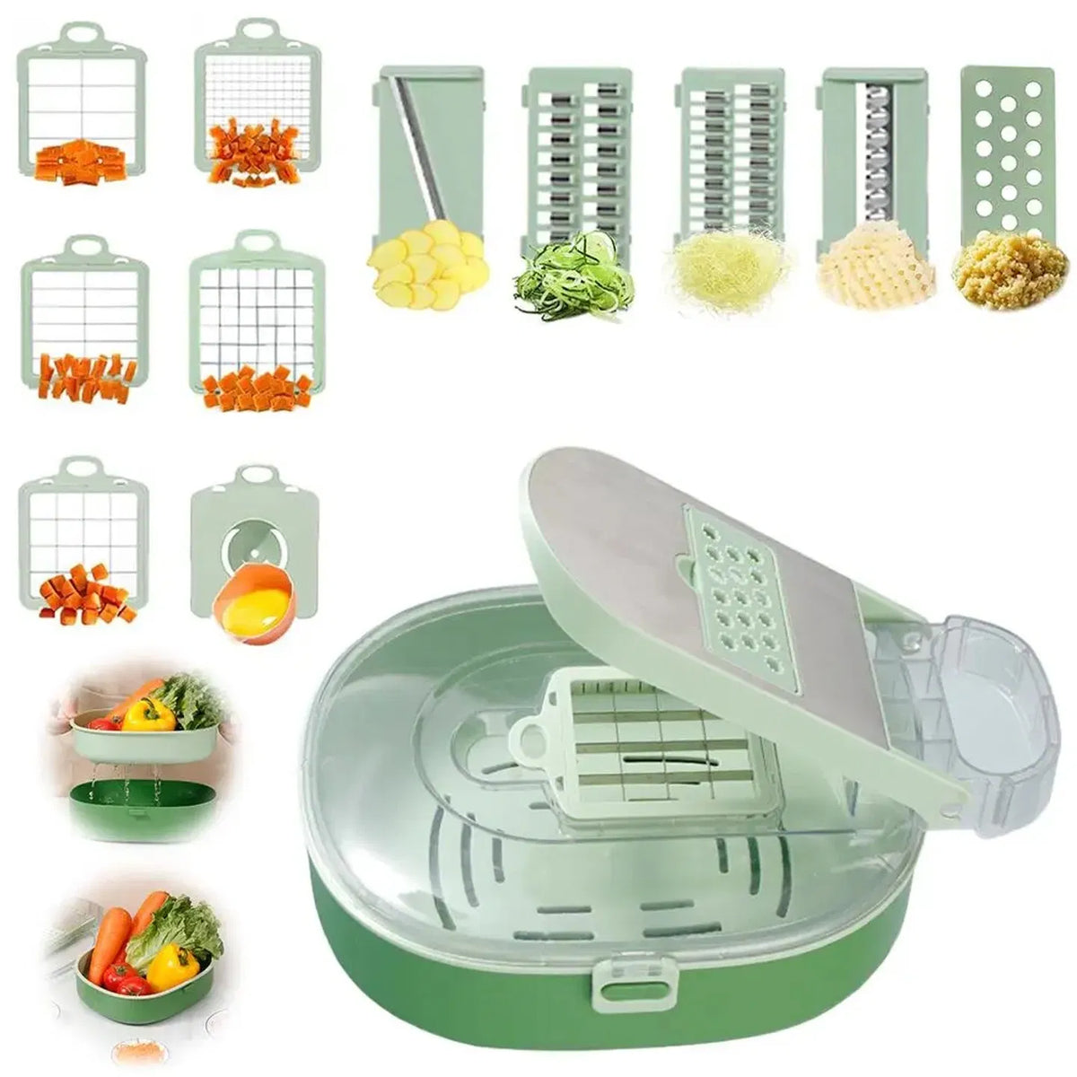 Blent10 vegetable chopper pro with multi-function manual slicing, dicing, and grating tools