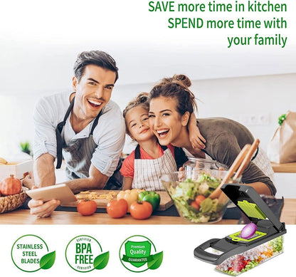 Blent10 15-in-1 manual vegetable chopper with 1.5L container, drain basket, and hand guard