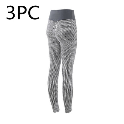 Blent10 plaid seamless high-waist leggings for yoga fitness and gym workouts